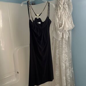 Joseph Ribkoff Black Dress with Chain Straps